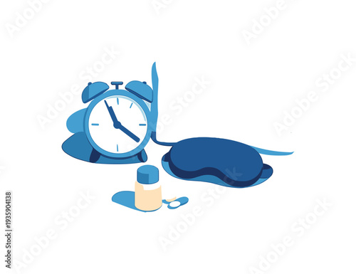 Airy Sleep Minimalism. Airy healthy sleep routine concept emphasizing calm and negative space seen in top-down macro perspective,