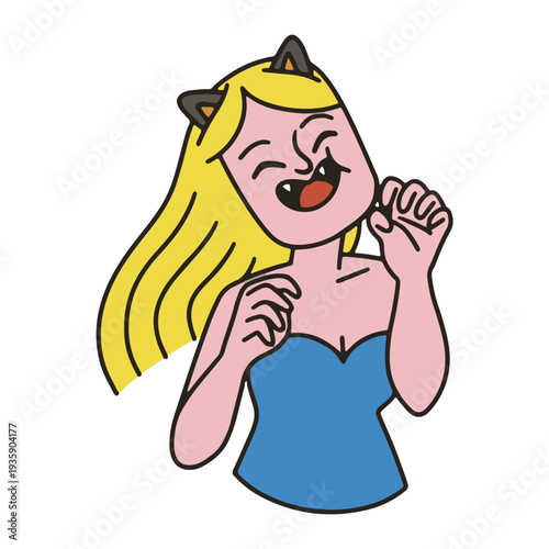 Girl color stroke fangs