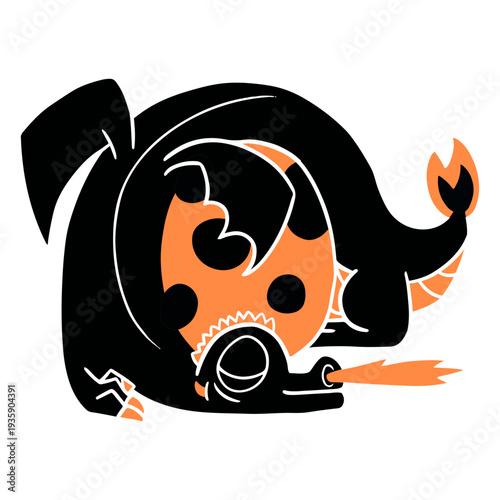 Dragon sleeping flames