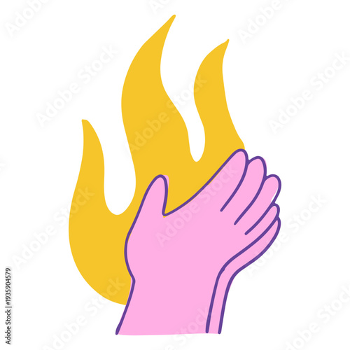 Pink hands holding a flame