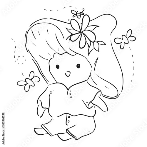 Fungi character with flowers