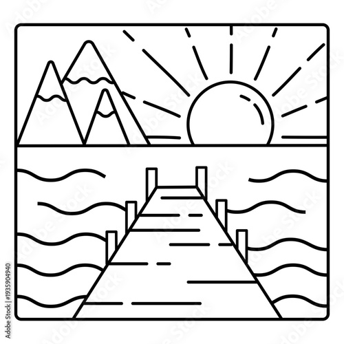 Dock sunset stroke landscape