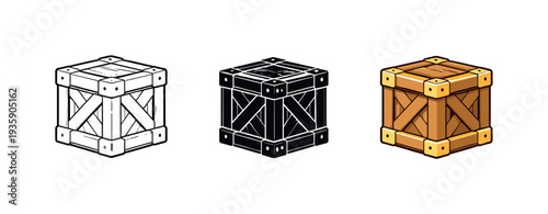 Optimized output illustrated as stacked cargo crates with reinforced corners forming a compact block, identical shapes displayed