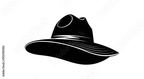 Black Cowboy Hat Illustration on White.