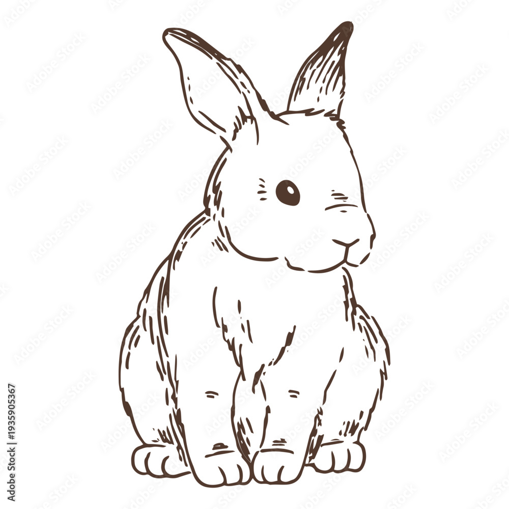 Fototapeta premium Hand drawn sitting bunny animal