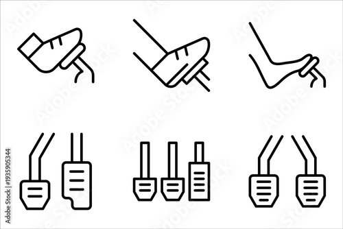 Car pedal line icon set. linear style sign for mobile concept and web design on white background