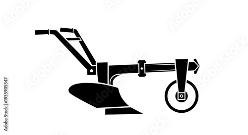Black Silhouette of a Plow Tool.