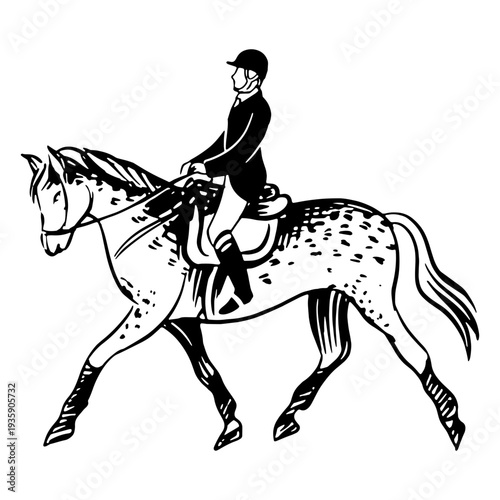 Graceful horseman riding the horse