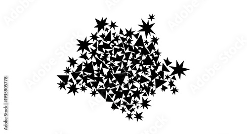 Black Star Shapes Clustered Together.