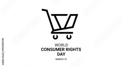 World Consumer Rights Day shopping cart illustration on white background.