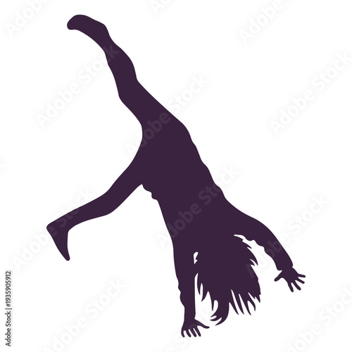 Cartwheel jumping silhouette
