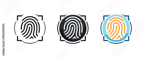 Confidential finance scene portrayed as a fingerprint symbol enclosed within a circular scan frame centered and minimal as a