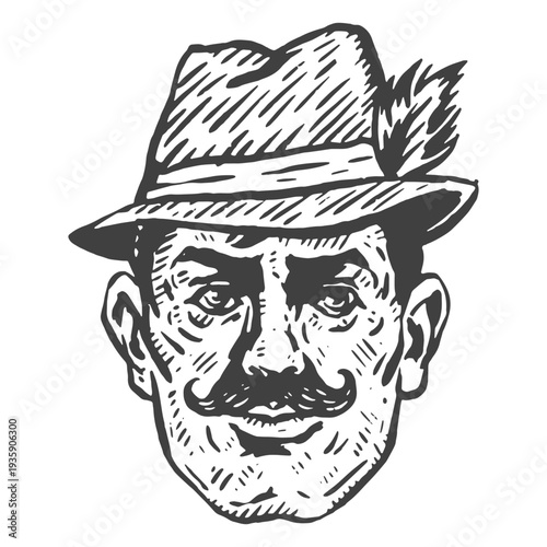 Drawing of a man wearing an Oktoberfest hat