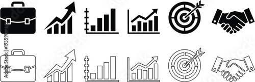 Business growth and finance icons