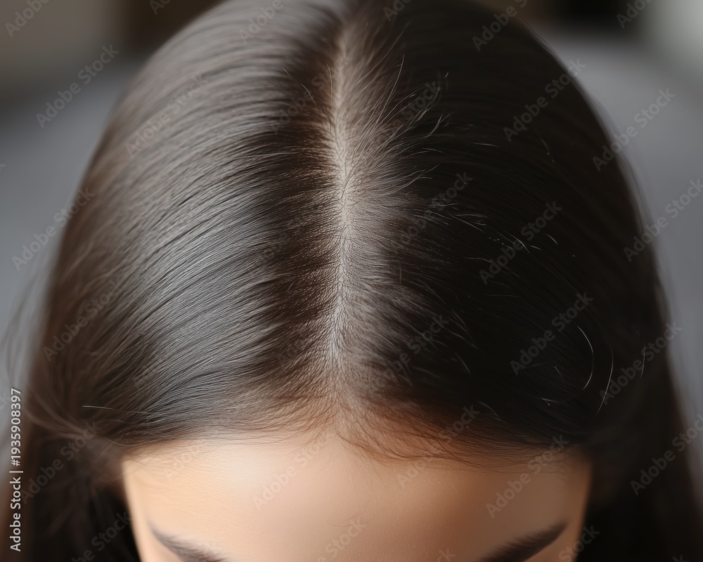 Fototapeta premium Thin hair and visible scalp close-up