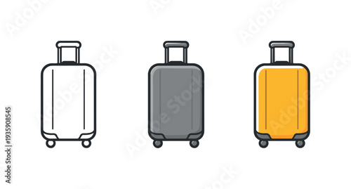 Memorable stay scene portrayed as a luggage suitcase with handle and smooth panels standing upright and centered as one
