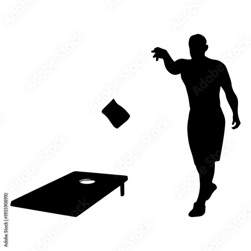 Player participating in cornhole game