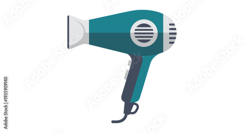 Modern teal hair dryer with sleek design and cool gray accents