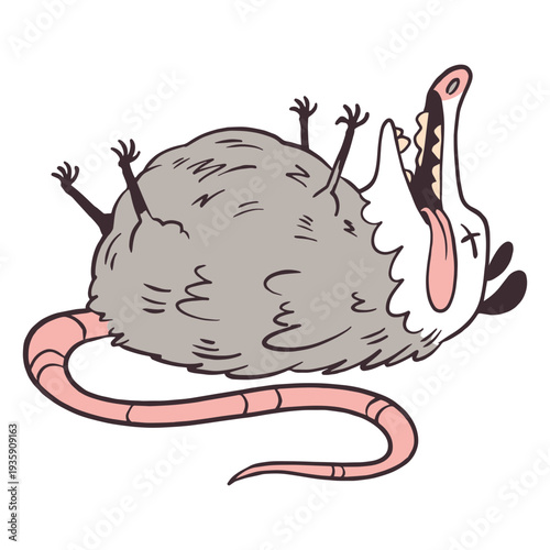 Photos Cartoon opossum with its mouth open