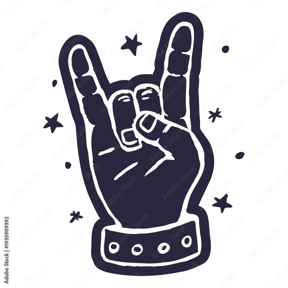 Fototapeta premium Rock hand sign with stars