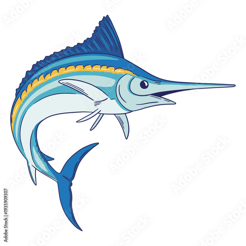 Blue marlin fish swimming