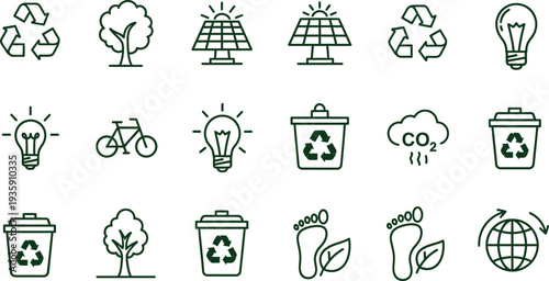 Eco friendly icons set isolated on transparent background