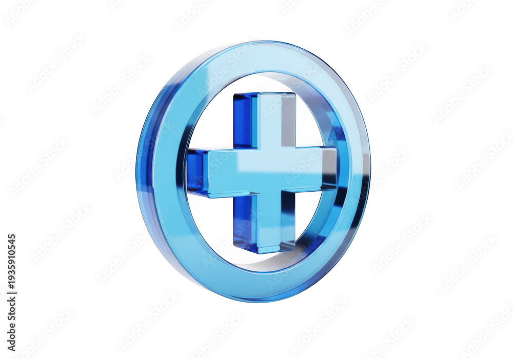 Fototapeta premium Blue plus sign icon in a circle on transparent background isolated