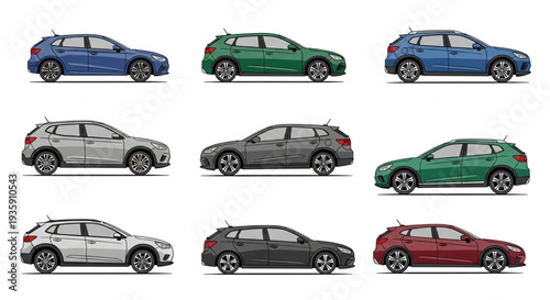 Collection of Modern Compact Crossover SUV Cars.