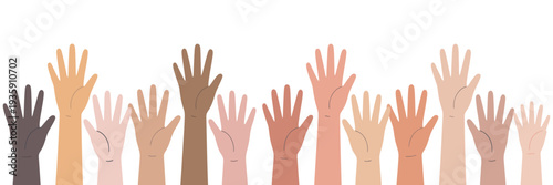 Raised Hands Silhouette Vector Collection, Grouped Hand Gestures Symbolizing Unity, Teamwork and Solidarity Design