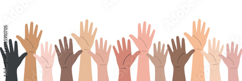 Raised Hands Silhouette Vector Collection, Multiple Hand Poses Depicting Unity, Solid Black Gesture Set