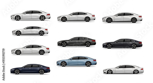 Collection of Modern Electric Cars in Various Colors.