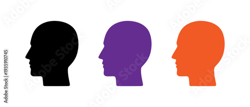 Silhouettes of heads in different colors