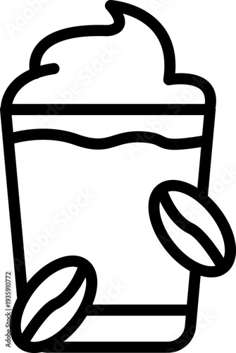  Dalgona Line Icon, Modern Whipped Coffee Dalgona line icon, Minimalist Korean Beverage Dalgona line icon, Creamy Frothy Drink Dalgona line icon