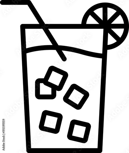 Gin Tonic Line Icon, Classic Gin Tonic line icon, Cocktail Gin Tonic line icon, Bar Drink Gin Tonic line icon