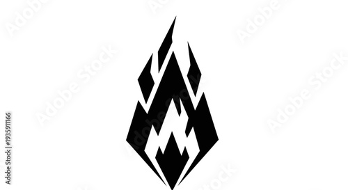 Black abstract flame logo design element.