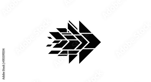 Black Arrow Icon with Sharp Edges.