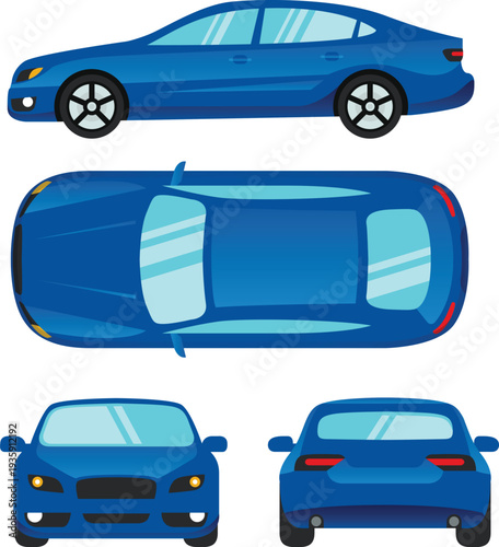 Editable Car Vector Template Different Views