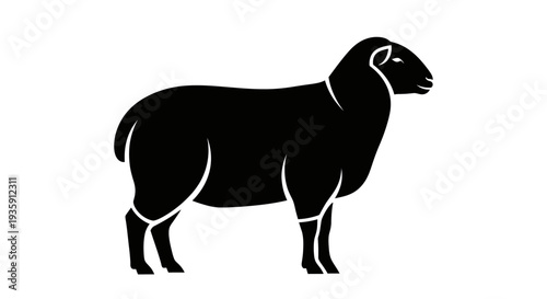 Black Sheep Silhouette Standing Profile View.
