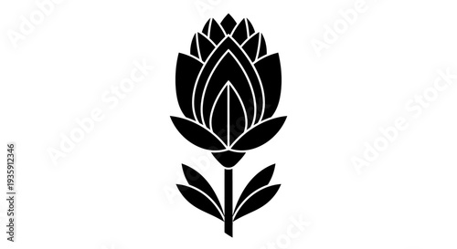 Black Silhouette Artichoke Illustration Simple Design.