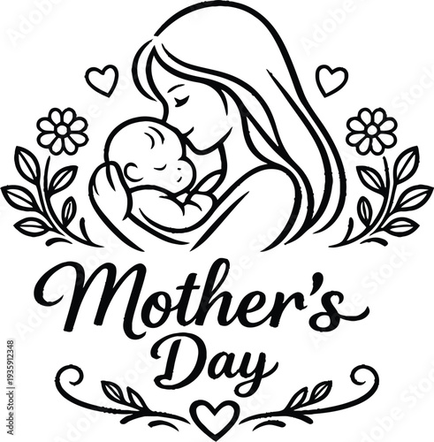 Mothers day outline vector icon 