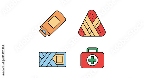 Trauma Bandage Line clean colorful art vector