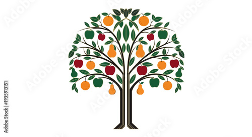 Colorful Tree with Fruit and Leaves.