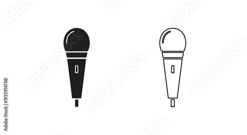 Two microphone icons one solid black the other a white outline