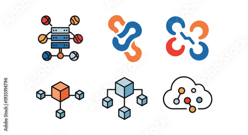 Data Cluster Line soft color vector design