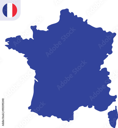 France Map Vector Illustration with Clean Country Silhouette Shape Isolated on Transparent Background, Simple Geography Design for Travel.