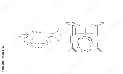Set of 2 music instruments vector icons