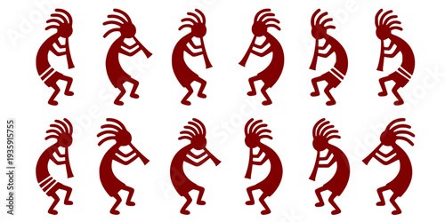 Kokopelli Native-American Fertility-Deity Kokopelli-Figure Southwestern-Symbol Cultural-Icon Tribal-Design Kokopelli-Symbol Vector Set - Kokopelli Art
