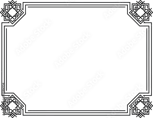 Elegant vintage-style frame with ornate corner decorations and intricate patterns Vector