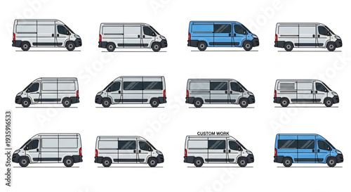 Collection of Modern Vans in Various Colors and Styles.