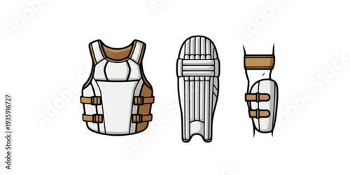 Cricket Equipment Set with Bat Ball Helmet Pads and Stumps for Sports Training Match Tournament and Professional Game Illustration Design
